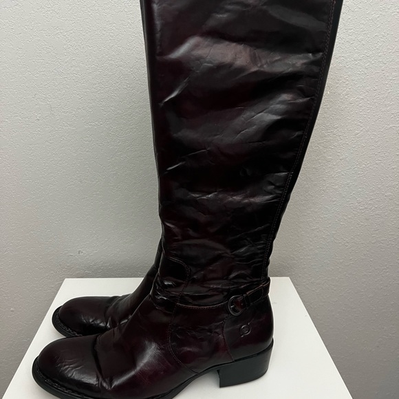 New Born Women's Mahogany Brown Leather Knee-High Boots - Picture 6 of 6